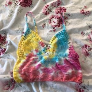 Forever 21 tie-dye crochet crop